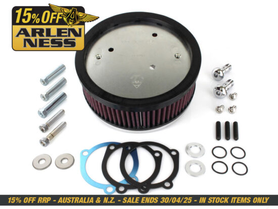 Stage 1 Big Sucker Air Cleaner Kit - Natural. Fits Sportster 1988-2021 with EFI or CV Carburettor. Re-Uses Stock Oval 2 Bolt Cover.