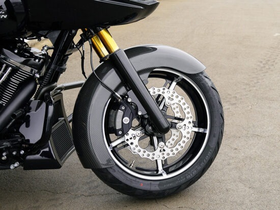 Carbon Fibre Radial Fat Wrap Front Fender. Fits Touring 2024up Including CVO with 18in.x5.5in. Front Wheel