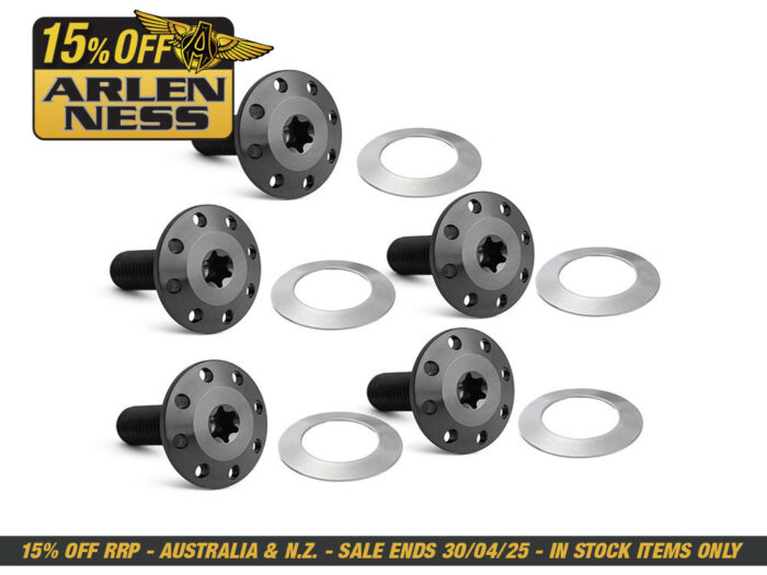 Titanium Holeshot Front Brake Rotor Bolts - Black. Fits Street Glide & Road Glide 2024up with Spoke Mounted Disc, Sportster S 2021up & Pan America 2021up with Cast Mag Wheel