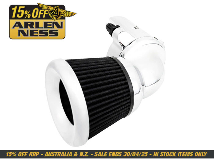 90 Degree Velocity Air Cleaner Kit - Chrome. Fits Indian Touring & Cruiser 2014up with 111ci or 116ci Thunderstroke Engines.