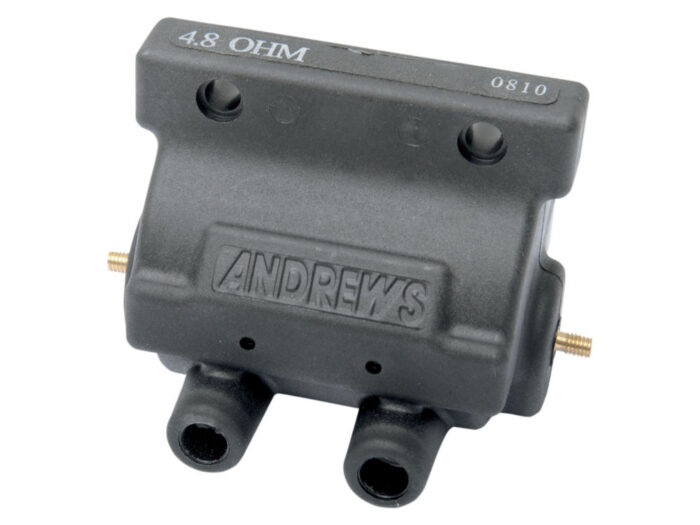 Ignition Coil - Black. Fits Big Twin & Sportster 1965-1998 with Points.