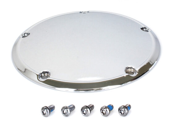 Derby Cover - Chrome. Fits Softail 1999-2018, Dyna 1999-2017 & Touring 1999-2015.