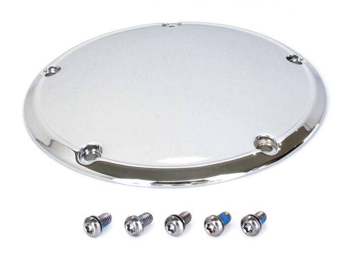 Derby Cover - Chrome. Fits Softail 1999-2018, Dyna 1999-2017 & Touring 1999-2015.