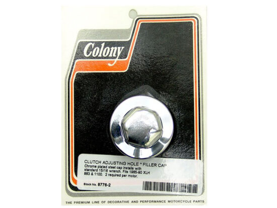 Primary Filler Cap and Clutch Adjusting Hole Cap - Chrome. Fits Sportster 1985-1990