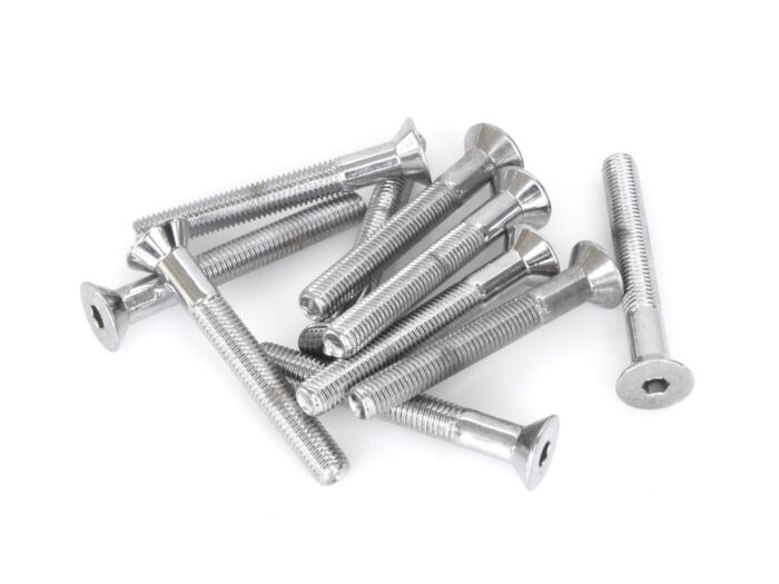 1/4-28 x 2in. UNF Flat Head Allen Bolt - Chrome. Pack 10.