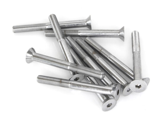 1/4-28 x 2-1/2in. UNF Flat Head Allen Bolt - Chrome. Pack 10.
