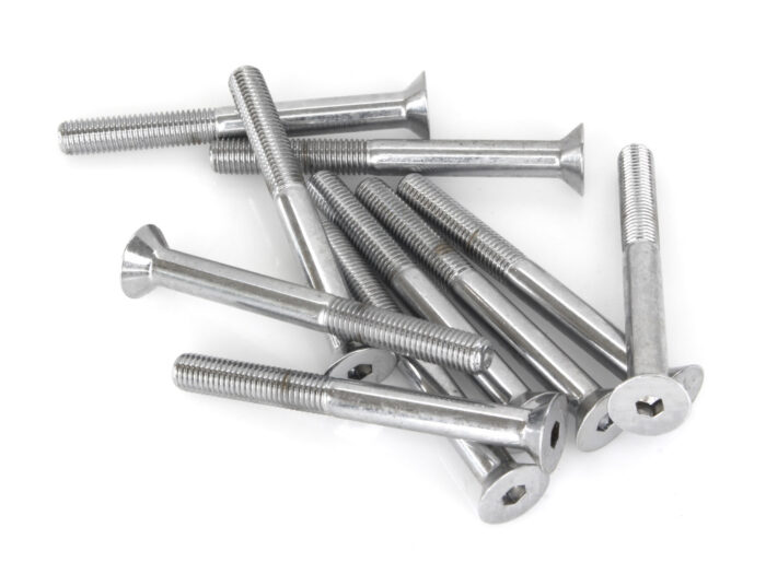 1/4-28 x 2-1/2in. UNF Flat Head Allen Bolt - Chrome. Pack 10.