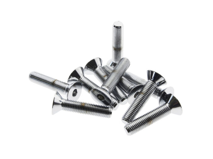 5/16-24 x 1-1/2in. UNF Flat Head Allen Bolts - Chrome. Pack 10.