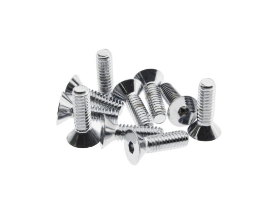 1/4-20 x 7/8in. UNC Flat Head Allen Bolts - Chrome. Pack 10.
