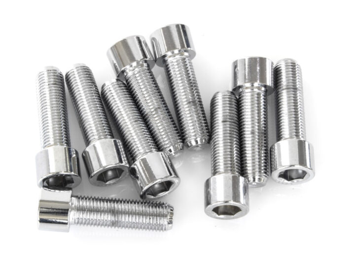 3/8-24 x 1-1/4in. UNF Polished Socket Head Allen Bolts - Chrome. Pack 10.
