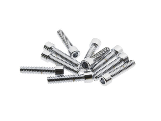 1/4-20 x 1-1/8in. UNC Polished Socket Head Allen Bolts - Chrome. Pack 10.