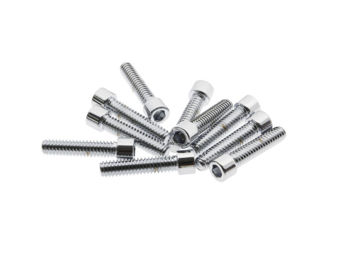 1/4-20 x 1-1/8in. UNC Polished Socket Head Allen Bolts - Chrome. Pack 10.