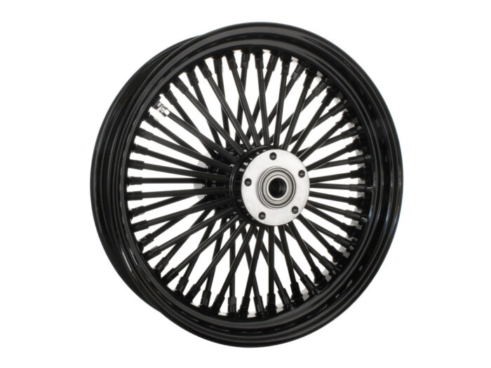 16in. x 3.5in. Mammoth Fat Spoke Rear Wheel - Gloss Black. Fits Softail 2000-2007, Dyna 2000-2005, Sportster 2000-2004 & Touring 2000-2001.