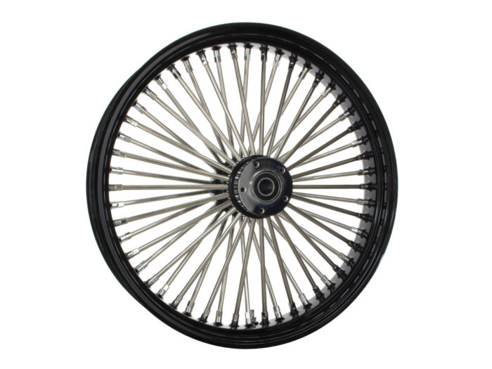 21in. x 3.5in. Mammoth Fat Spoke Front Wheel - Gloss Black & Chrome. Fits Touring 2008up