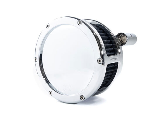 BA Air Cleaner Kit - Chrome with Solid Cover. Fits Twin Cam 1999-2017 with CV Carb or Cable Operated Delphi EFI.