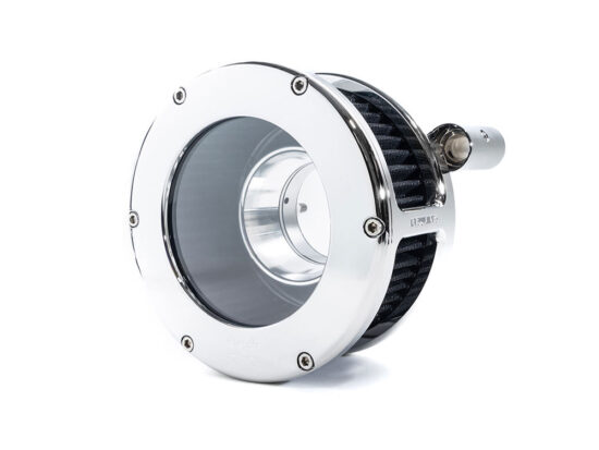 BA Air Cleaner Kit - Chrome with Clear Cover. Fits Twin Cam 1999-2017 with CV Carb or Cable Operated Delphi EFI.