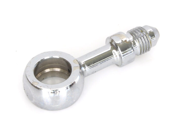 Chrome True 12mm ID, 180 Degree Straight Banjo - Male #3 End.
