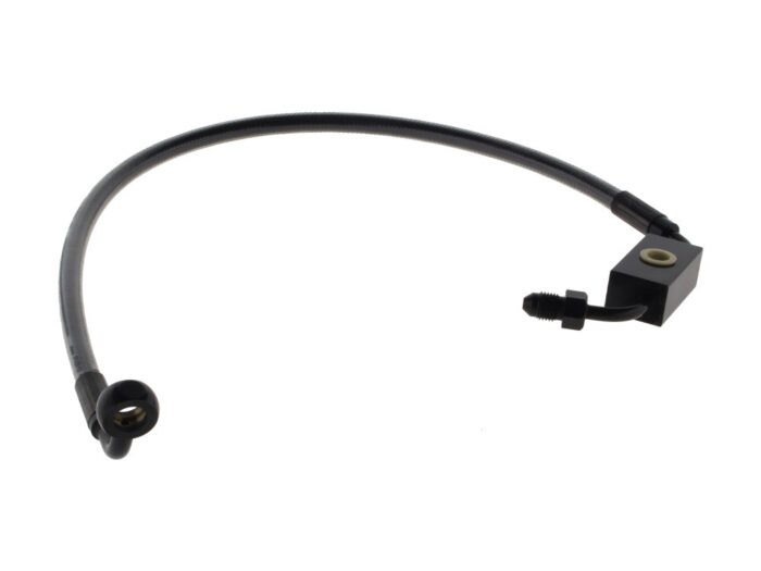 Stock Length Lower Front Brake Line - Black Pearl. Fits Dyna Switchback 2012-2016