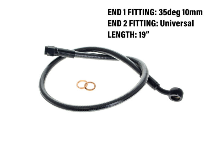 19in. Upper Front Brake Line with 10mm x 35 Degree Banjo - Black Pearl.</P><P>