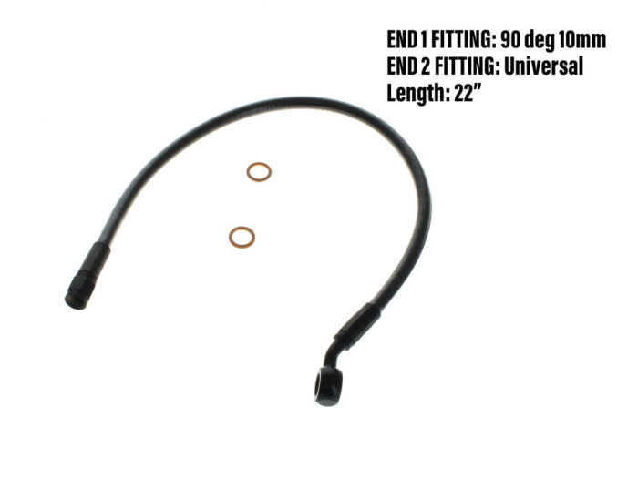 22in. Upper Front Brake Line with 10mm x 90 Degree Banjo - Black Pearl.