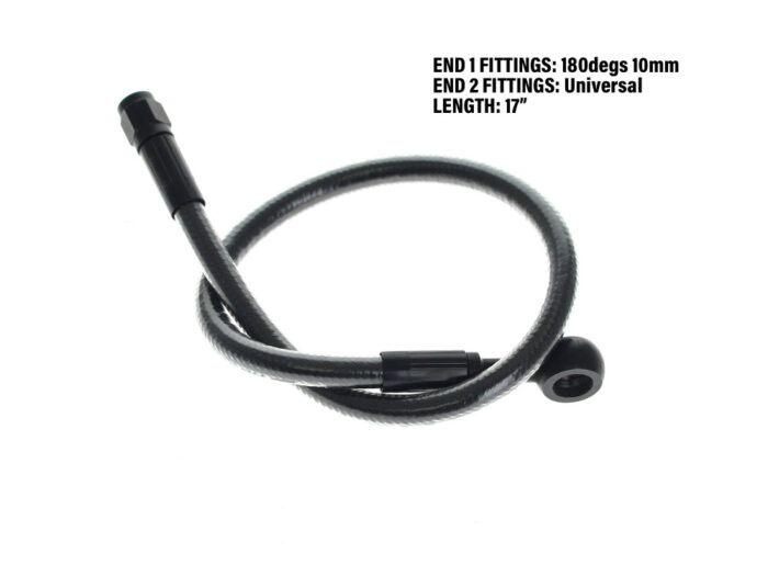 17in. Upper Front Brake Line with 10mm x 180 Degree Banjo - Black Pearl.</P><P>