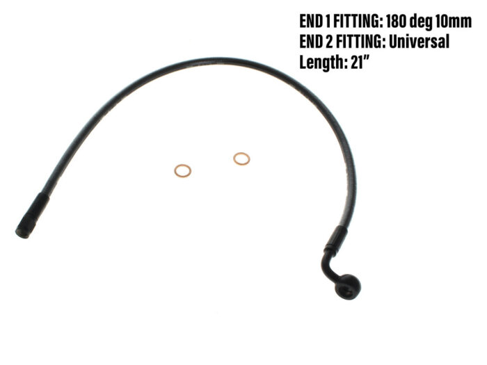 21in. Upper Front Brake Line with 10mm x 180 Degree Banjo - Black Pearl.</P><P>