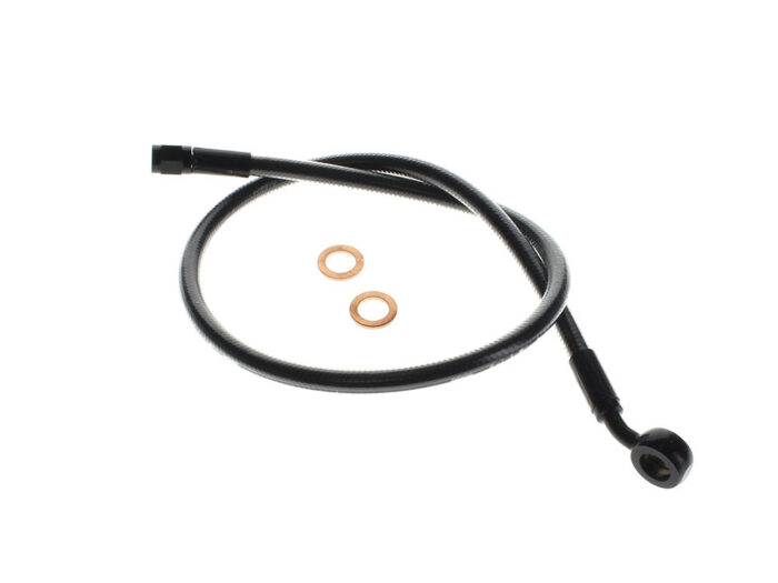 26in. Upper Front Brake Line with 7/16in. x 35 Degree Banjo - Black Pearl.</P><P>