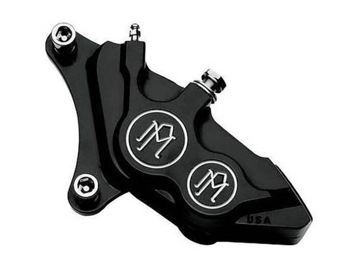 Left Hand Front 4 Piston Caliper - Black Contrast Cut. Fits many Big Twin & Sportster 1984-1999 Models with 11.5in. Disc Rotor.</P><P>
