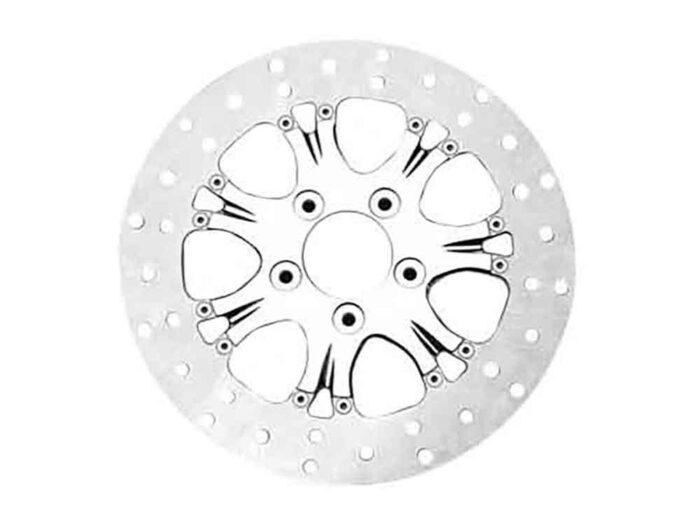 11.8in. Left Hand Front & Right Hand Front Heathen & Paramount Disc Rotor -  Chrome. Fits Softail 2015up, Touring 2008up, Dyna 2006-2017 & Sportster 2014-2021