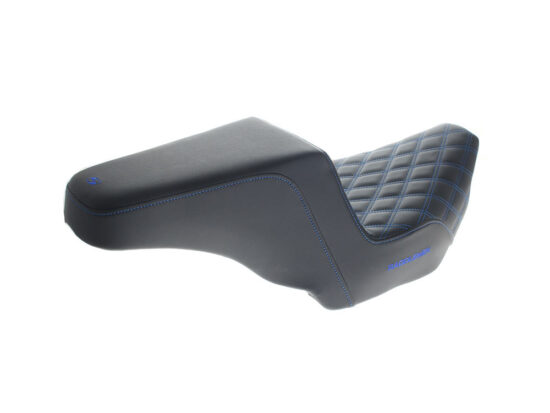 Step-Up LS Dual Seat with Blue Double Diamond Lattice Stitch. Fits CVO Touring 2023up & Street Glide & Road Glide 2024up