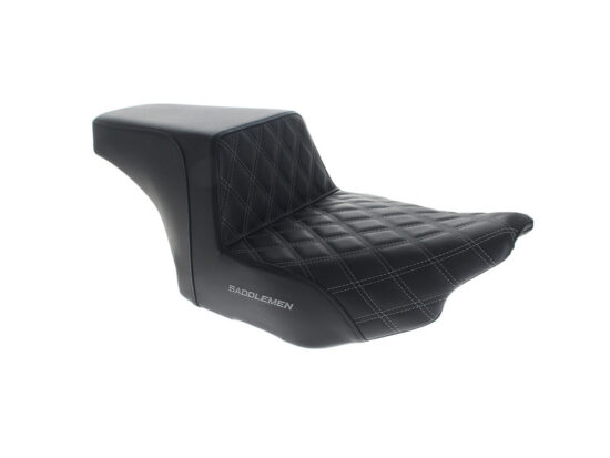 Step-Up LS Dual Seat with Grey Double Diamond Lattice Stitch. Fits CVO Touring 2023up & Street Glide & Road Glide 2024up