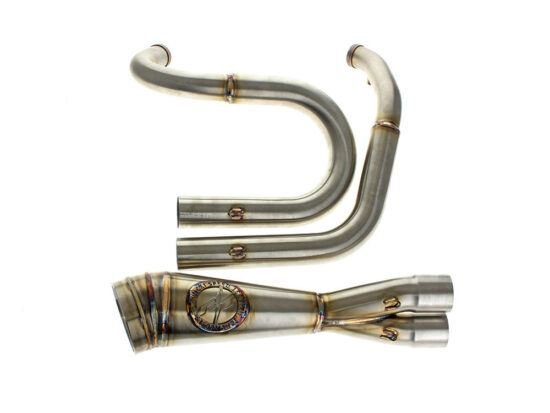 Shorty 2-into-1 Big Inch Exhaust with RT End Cap - Stainless. Fits Dyna 1991-2017.