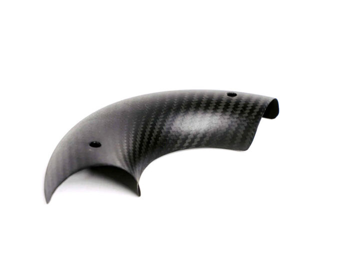 Curved Rear Heatshield - Carbon Fiber. Fits Sawicki Exhausts.