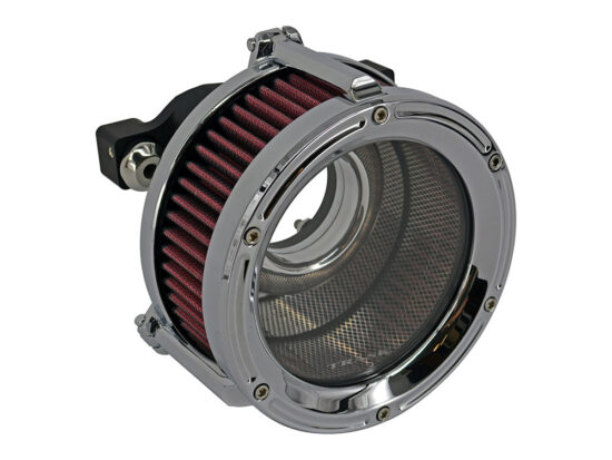Assault Clear Air Cleaner Kit - Chrome. Fits Twin Cam 1999-2017 with CV Carb or Cable Operated Delphi EFI.