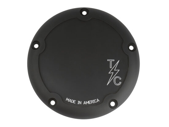 5-Hole Dished Billet Derby Cover - Black. Fits most Twin Cam Models 1991-2017