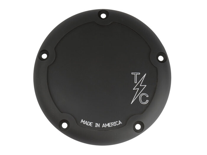 5-Hole Dished Billet Derby Cover - Black. Fits most Twin Cam Models 1991-2017