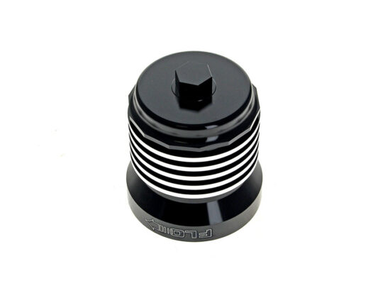 FLO Reusable Oil Filter - Black with Polished Fins. Fits Milwaukee Eight 2017up, Twin Cam 1999-2017, Evolution 1984-1999 & Sportster 1984-2021