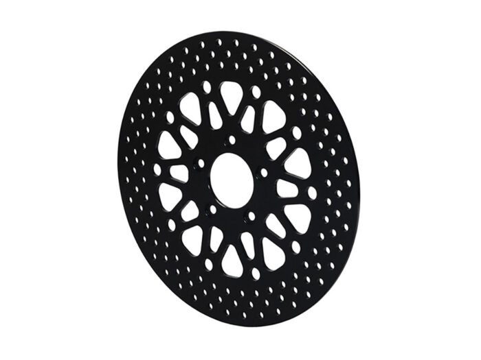 11.5in. Front Disc Rotor - Black Stainless Steel. Fits Big Twin & Sportster 1984-1999.